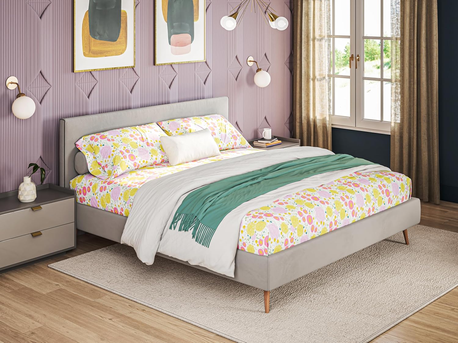 Light Floral Queen Bed Sheets Set by Where The Polka Dots Roam