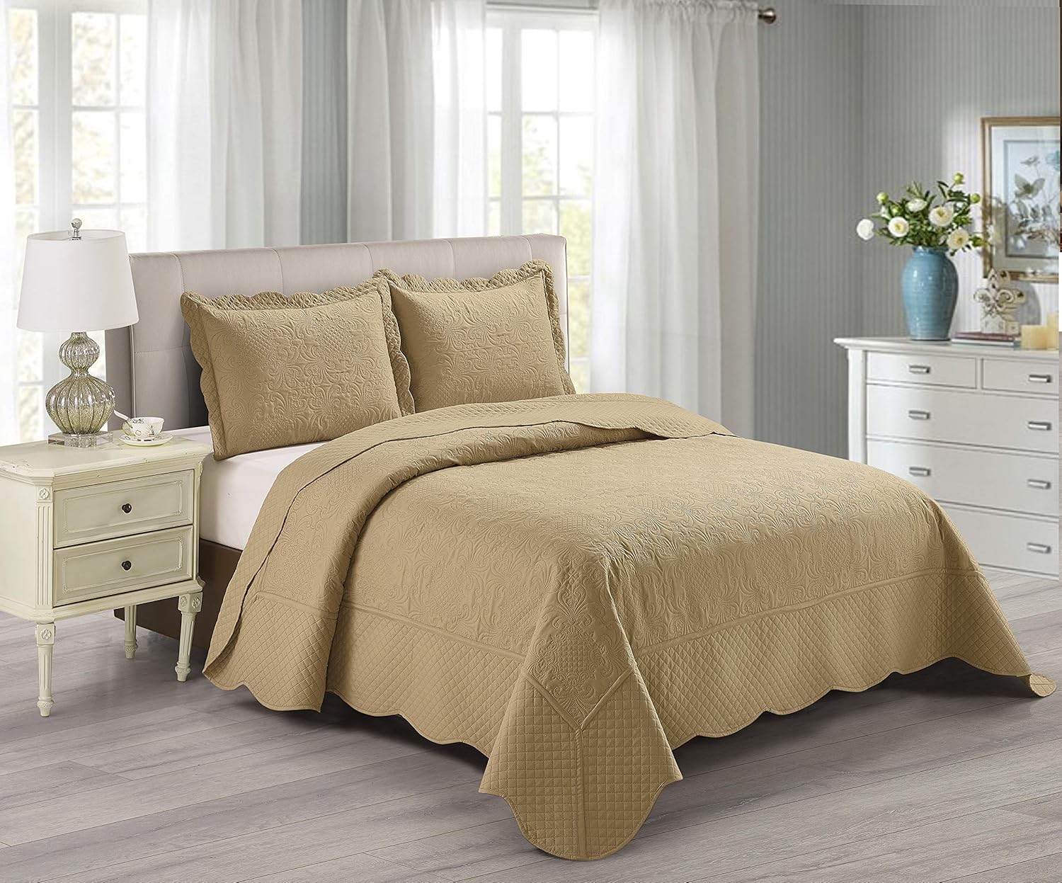 Better Home Style 3 Piece Luxury Quilt Coverlet Bedspread Set