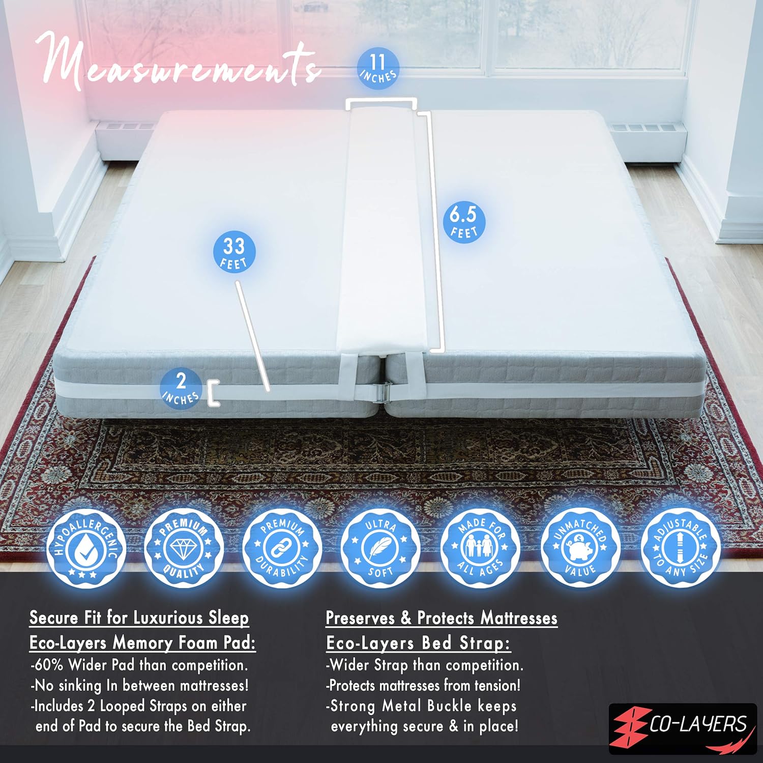 ECO-Layers Bed Bridge Twin to King Converter Kit 1