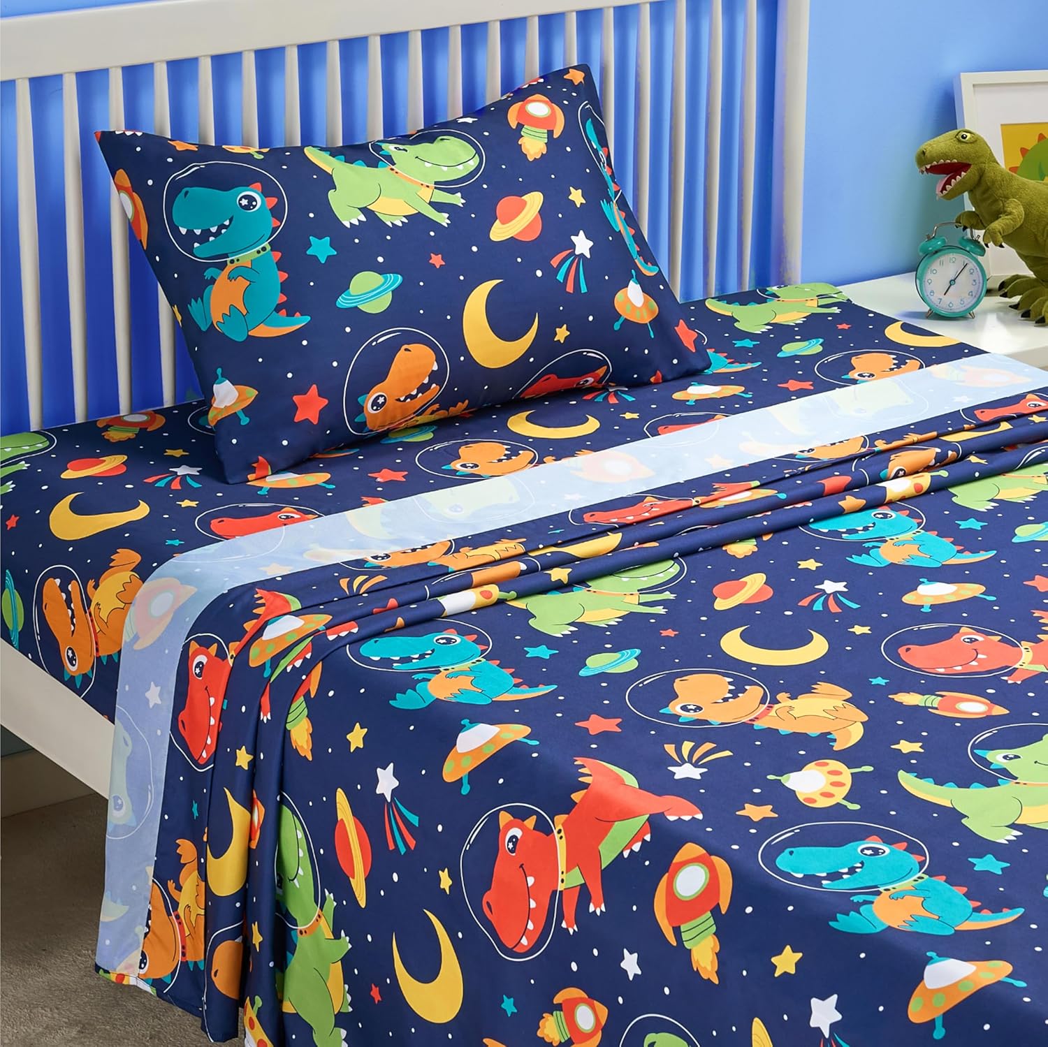 Joiedomi Kids Twin Sheet Set Space Dinosaur 1
