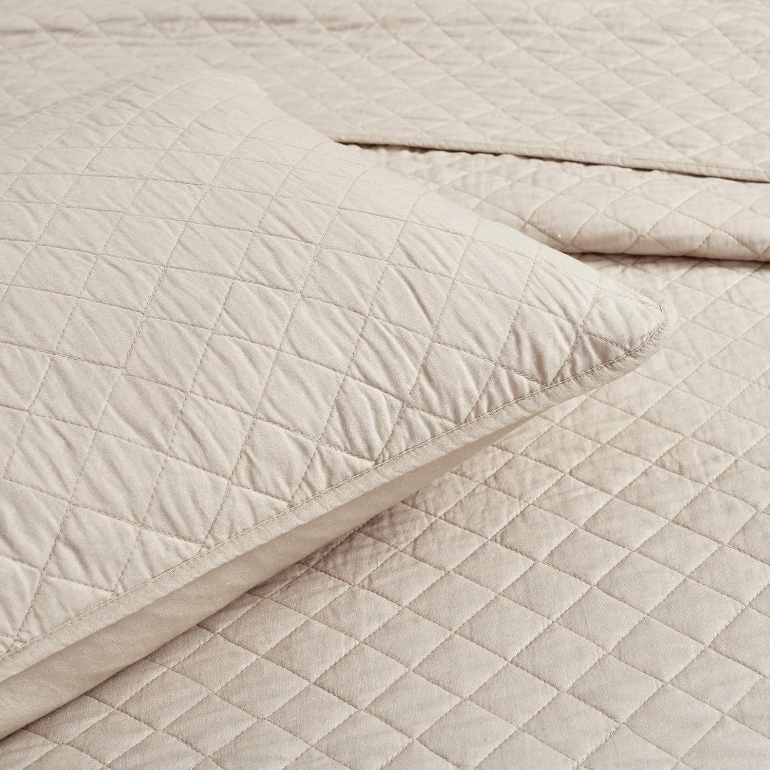Lush Decor Ava Diamond Quilt Set - King - Neutral