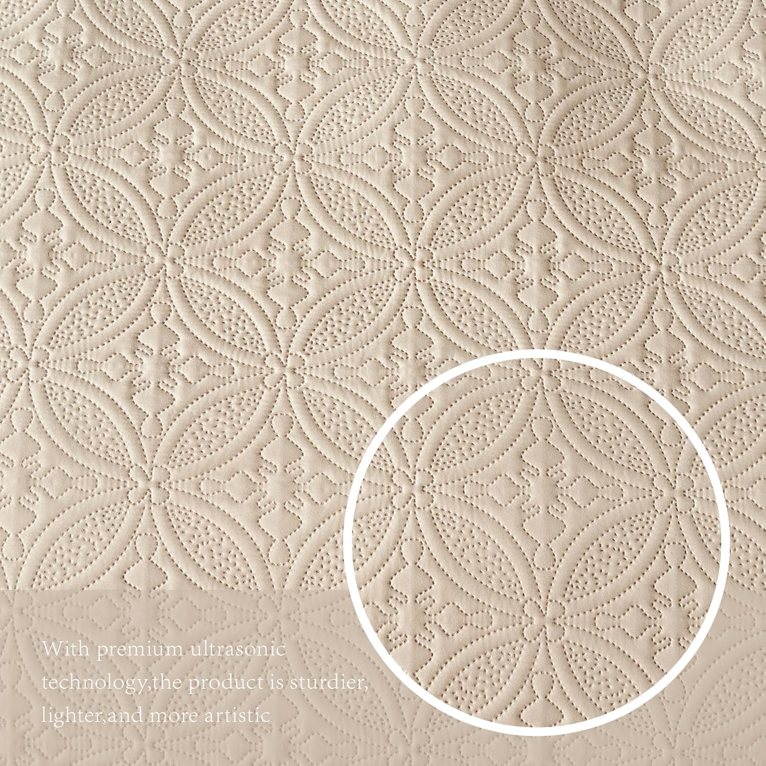 WURUIBO Full Queen Quilt Set Beige Microfiber
