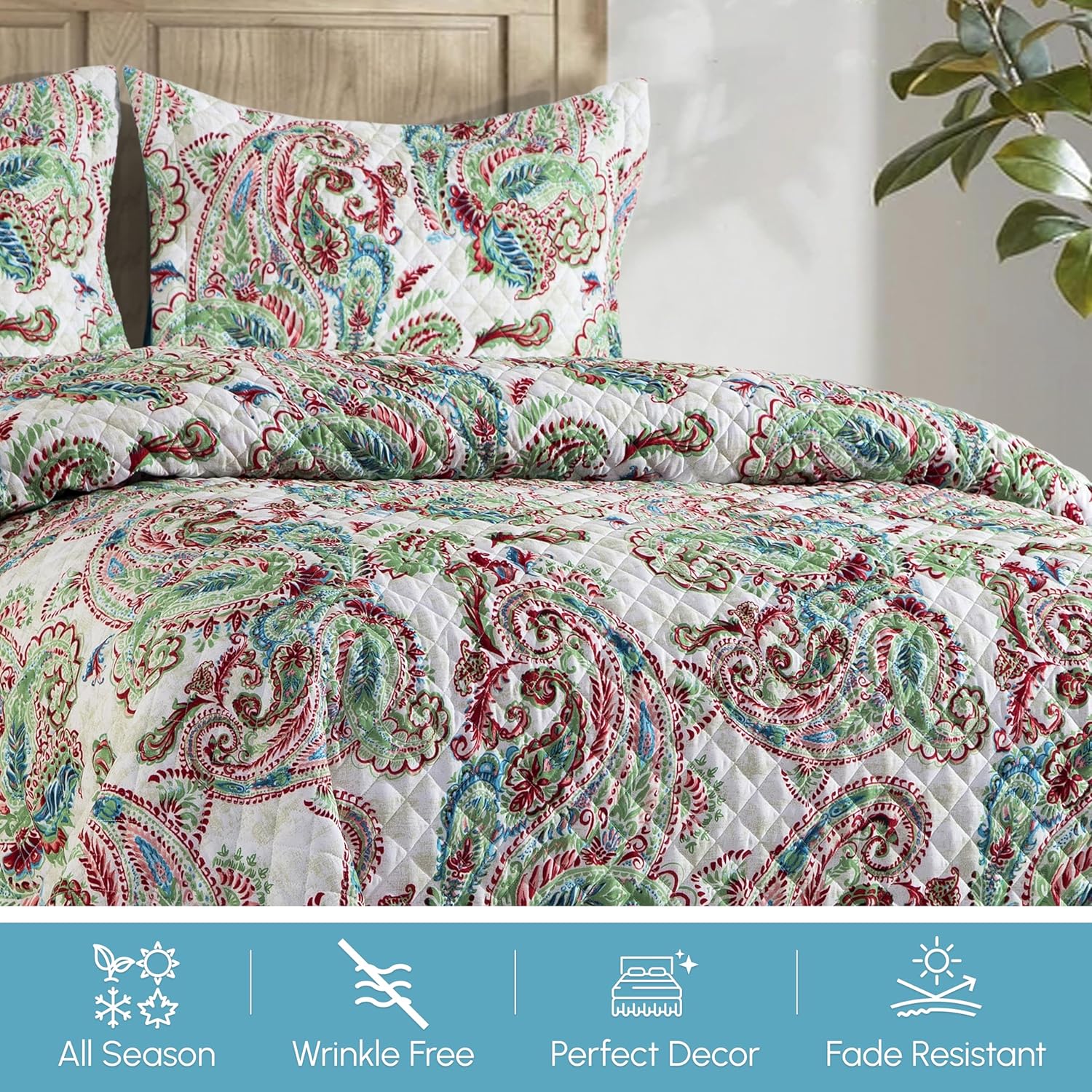 Elegant Comfort Reversible Floral Paisley Bedspread Set