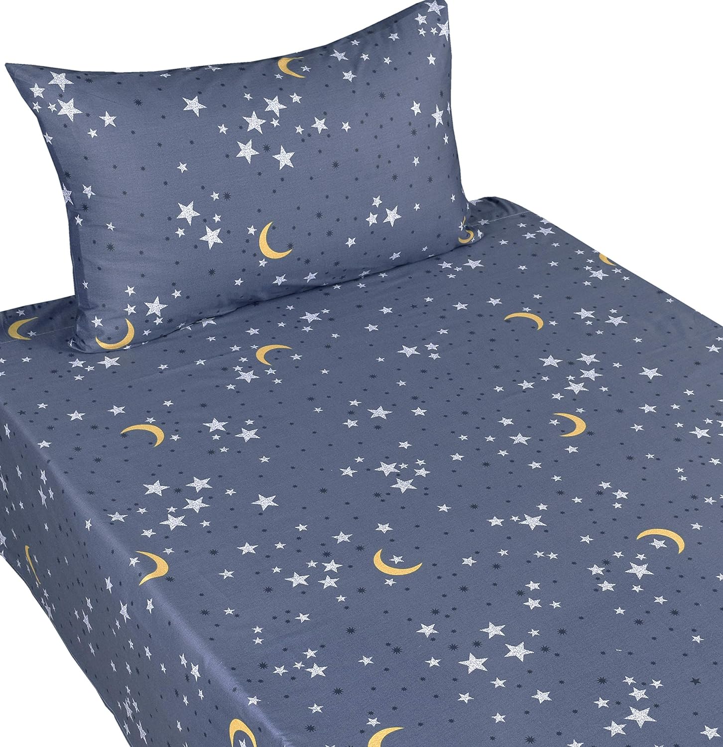 Scientific Sleep Moon Stars 3Pcs Twin Bed Sheet Set for Kids
