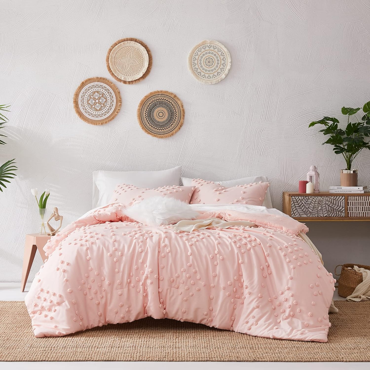 Geniospin Pink Pom Tufted Bed in a Bag Set 7 Pieces