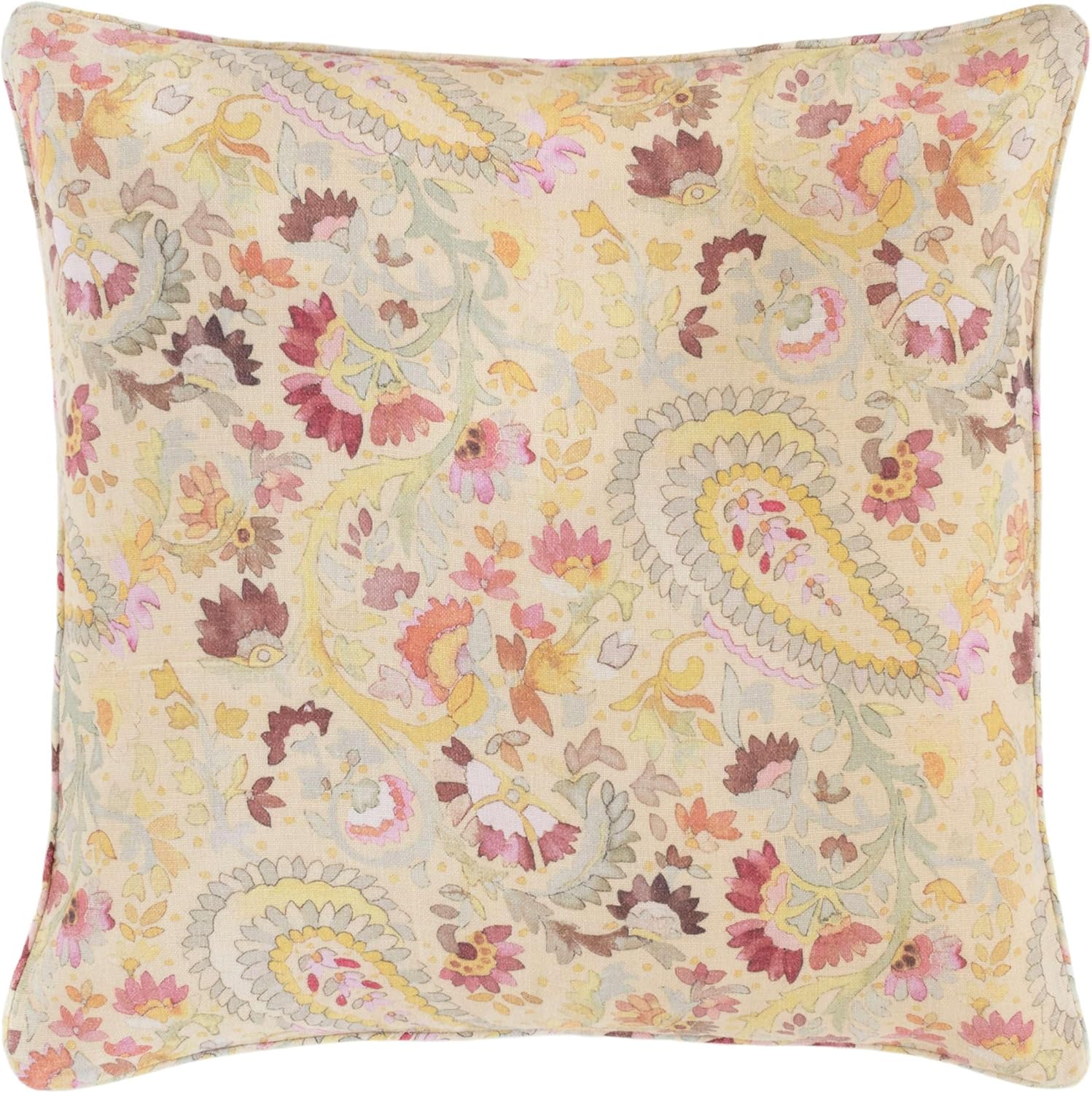 INES Linen Pillow Sham Euro Size Multi Floral Pattern
