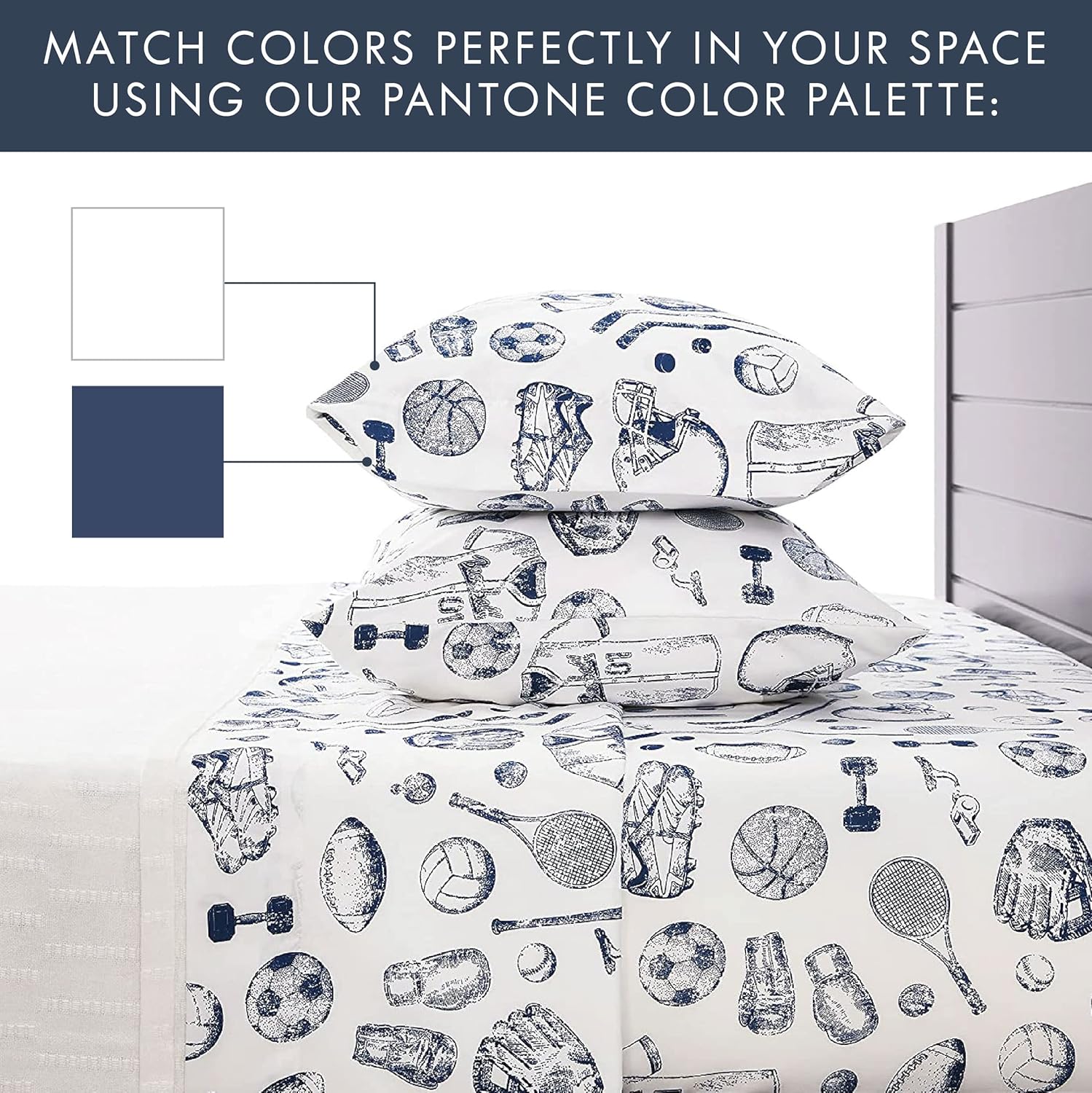 Kids Sports Bedding Set Queen Size with 2 Pillowcases