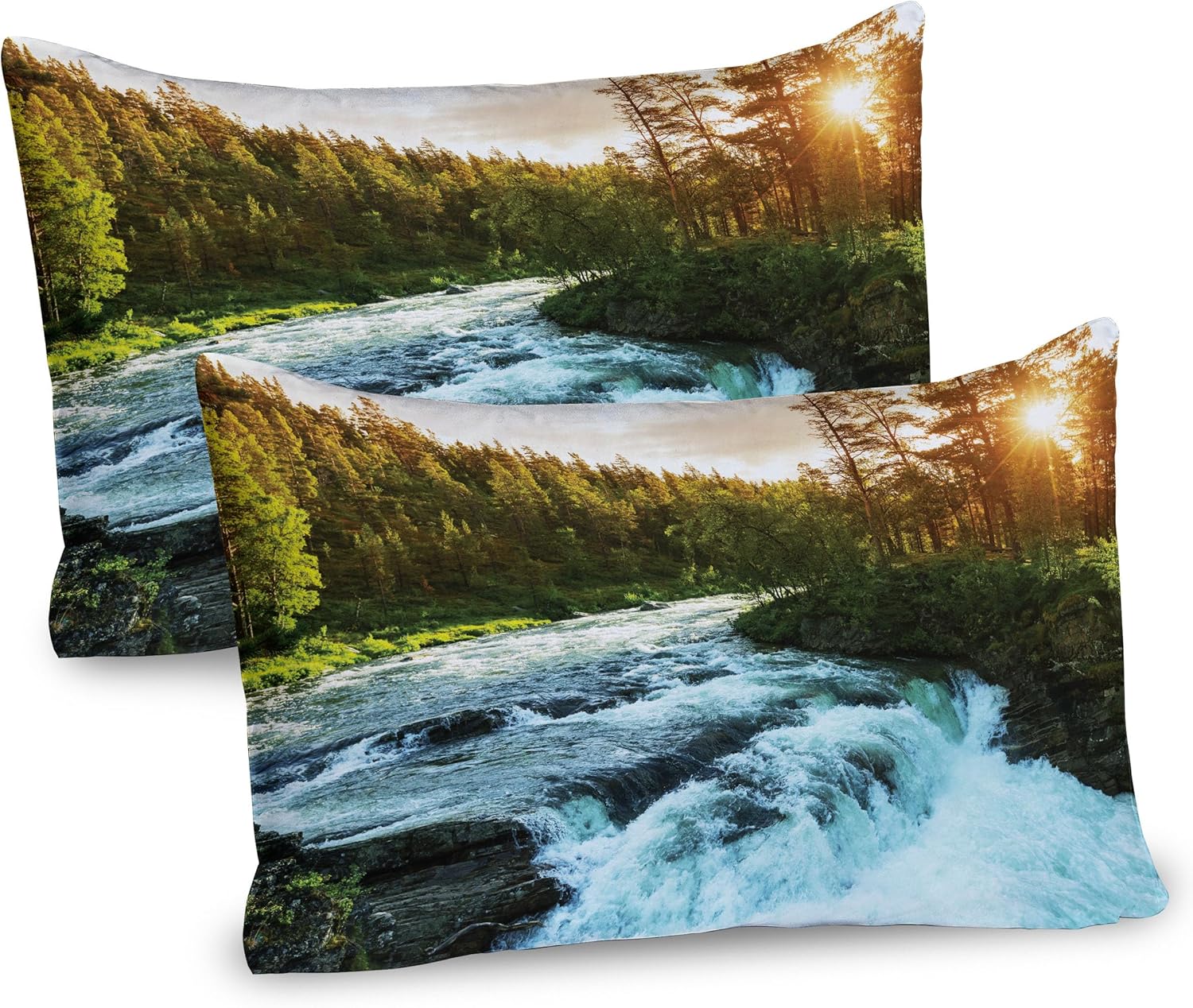 Ambesonne European Pillow Sham Set of 2 Apple Green Pale Blue
