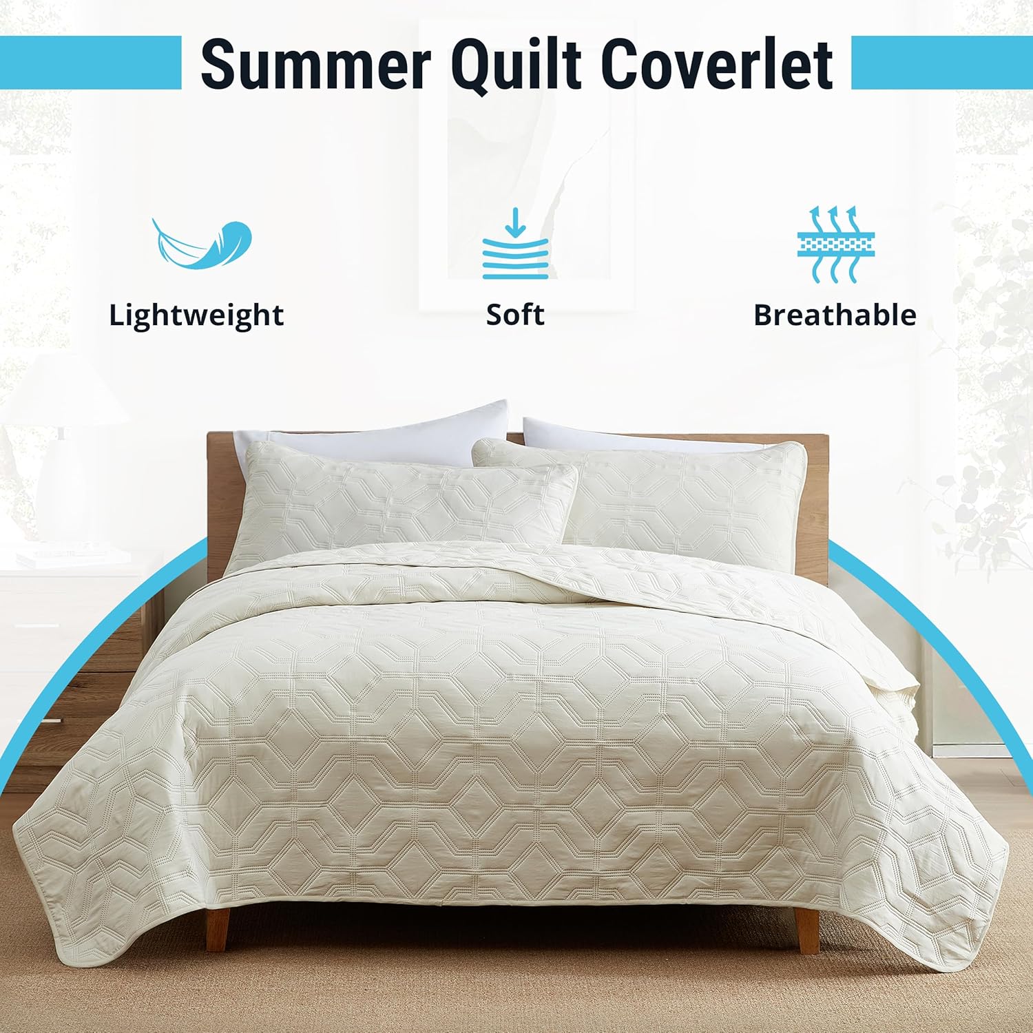 HLCME Logan - 3 Piece Queen Quilt Set Beige