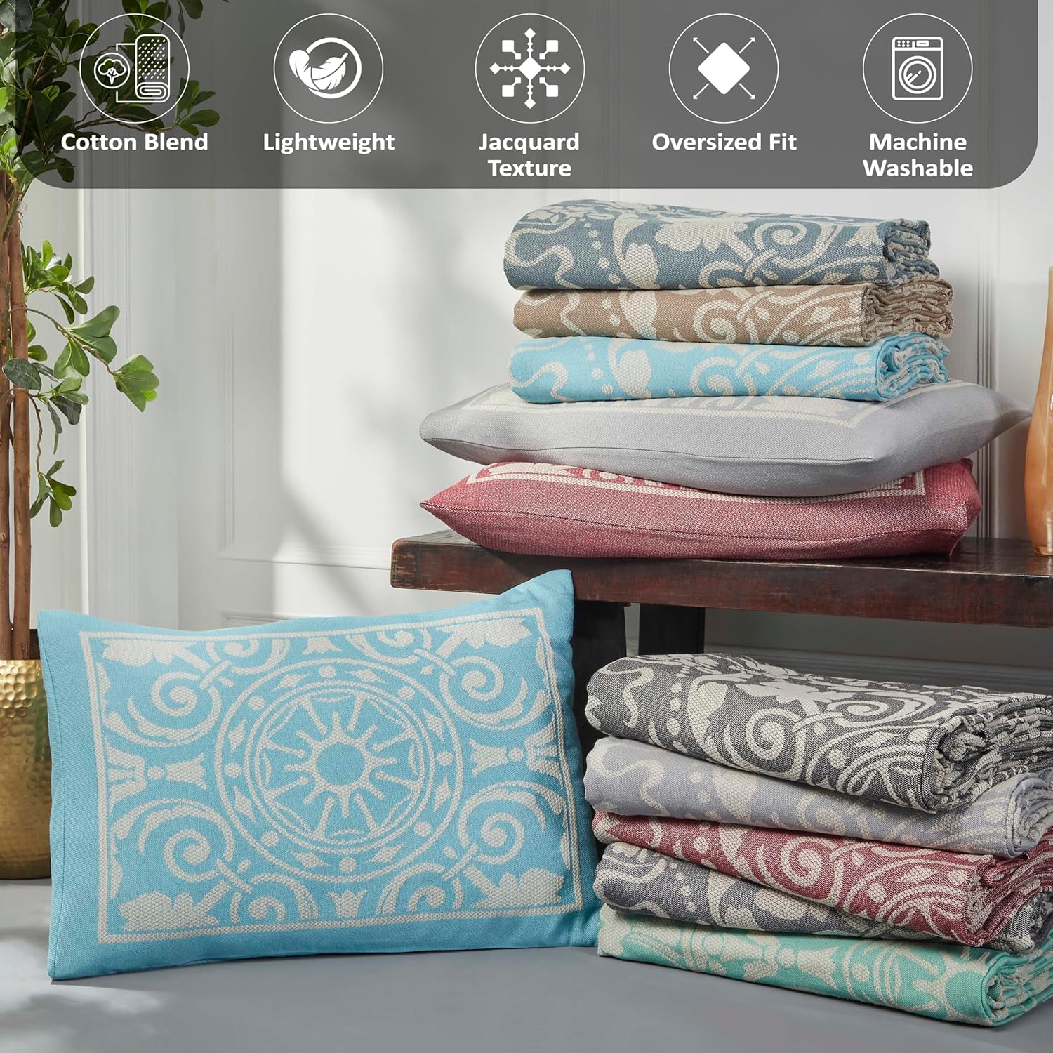 Superior Cotton Blend 3-Piece Bedspread Set Queen Taupe