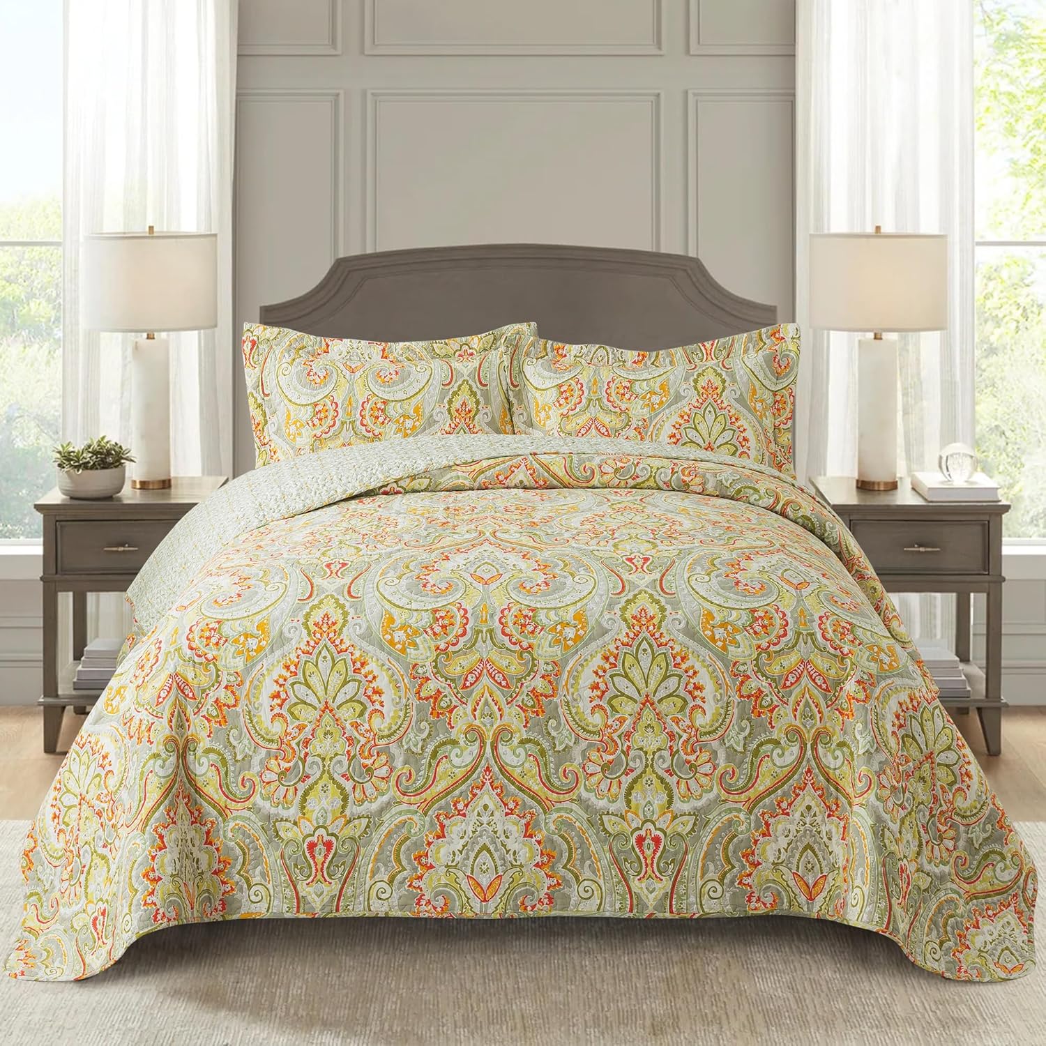 NEWLAKE Reversible Cotton Quilt Set King Size