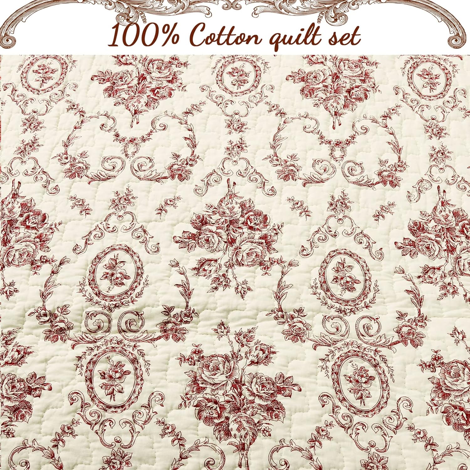 Cozy Line French Medallion Reversible Coverlet Set