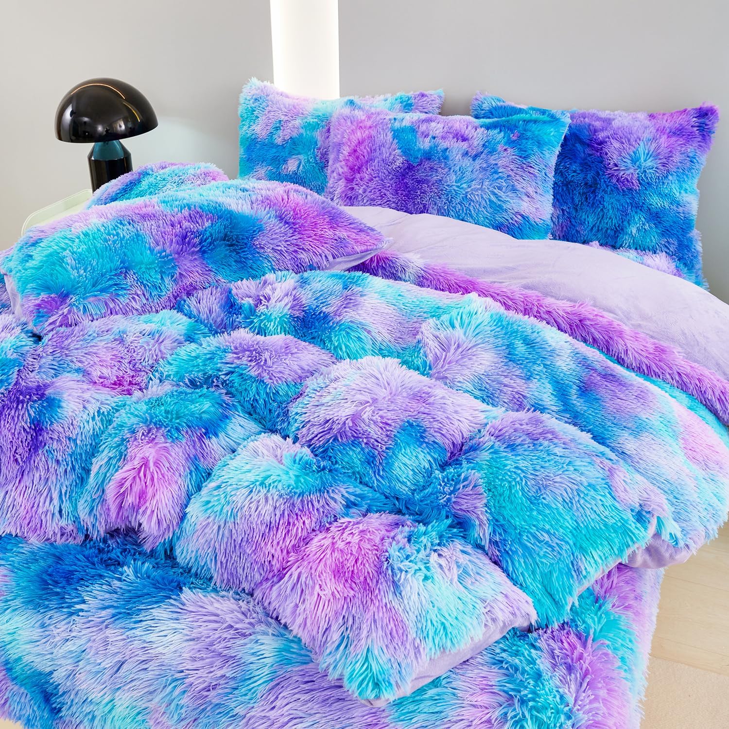 SUCSES Faux Fur Duvet Cover Set Queen Size 3Pcs