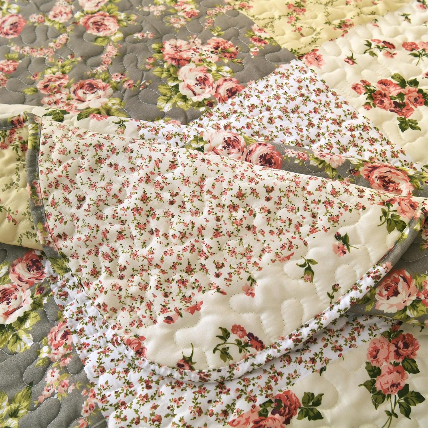 Cmfshape Romantic Patchwork Quilt Set Queen Size