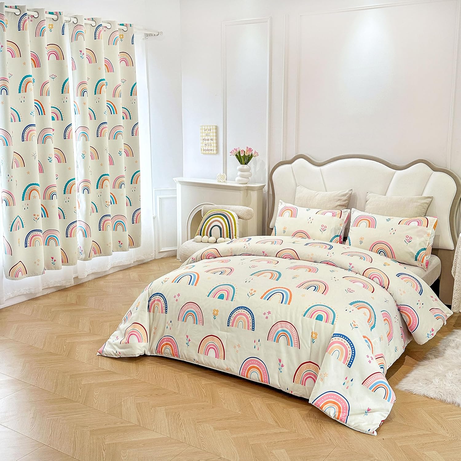 Btargot 3 Piece Rainbow Comforter Set for Kids