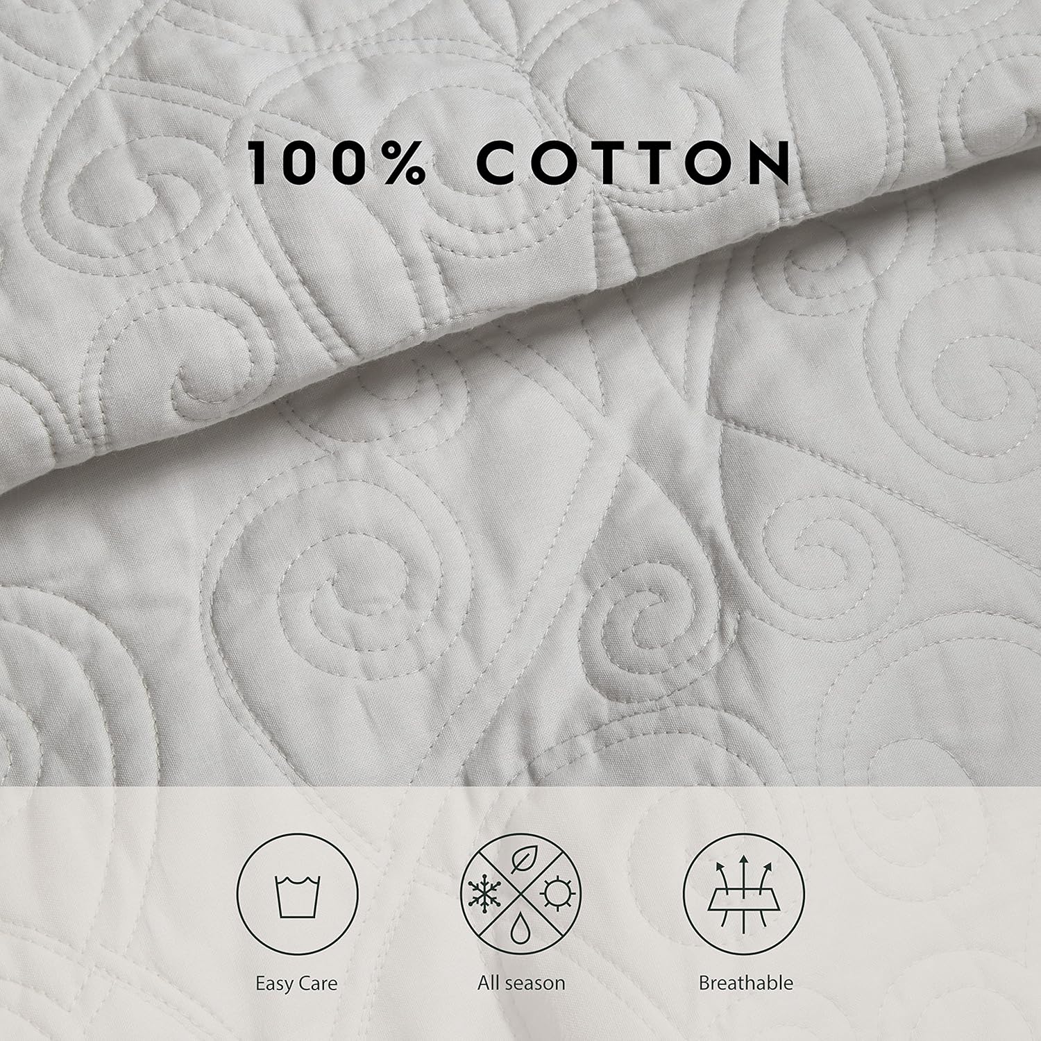 Laura Ashley Felicity Quilt Set - King 100 Cotton Soft Grey