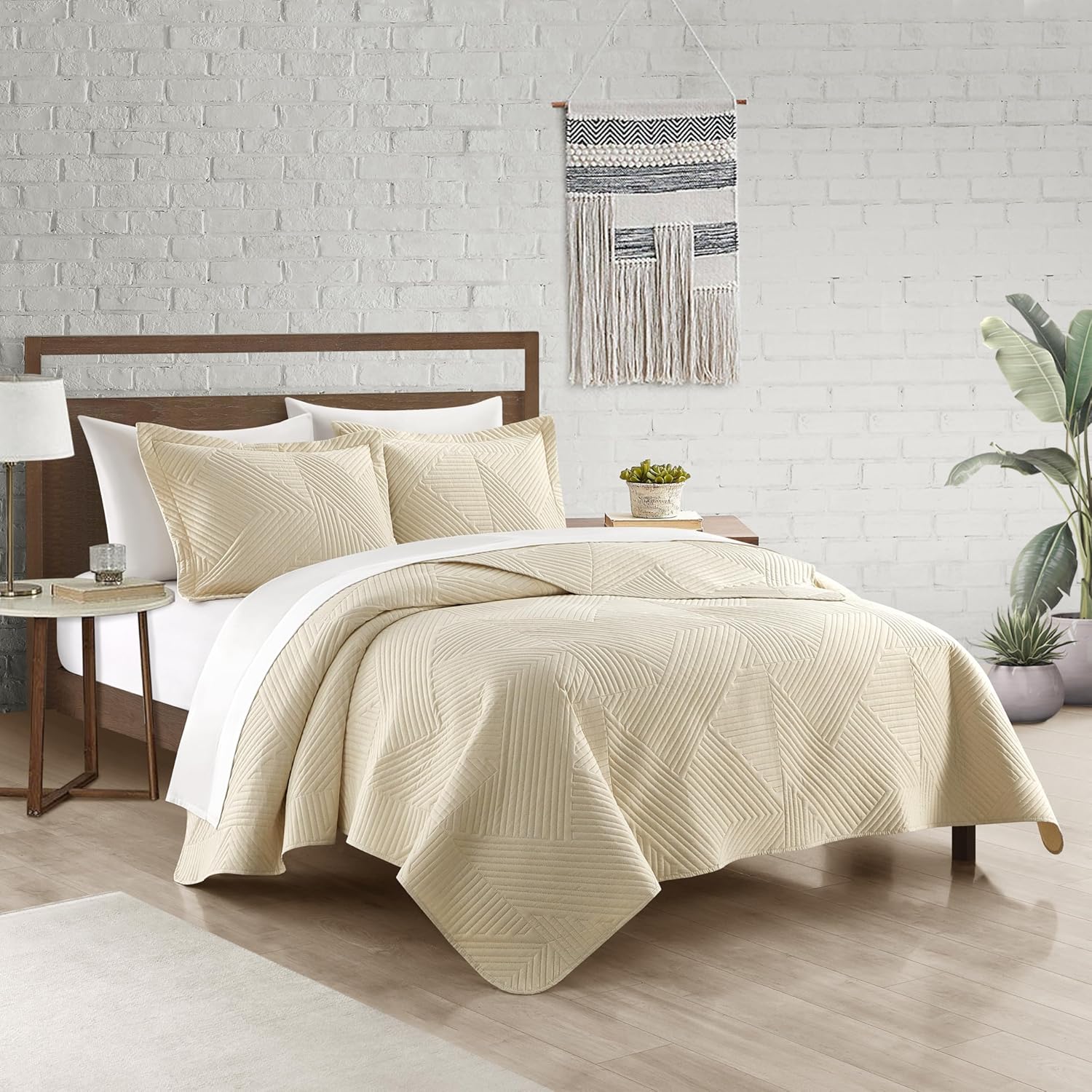 Chic Home Sianna 3 Piece Queen Quilt Set - Beige