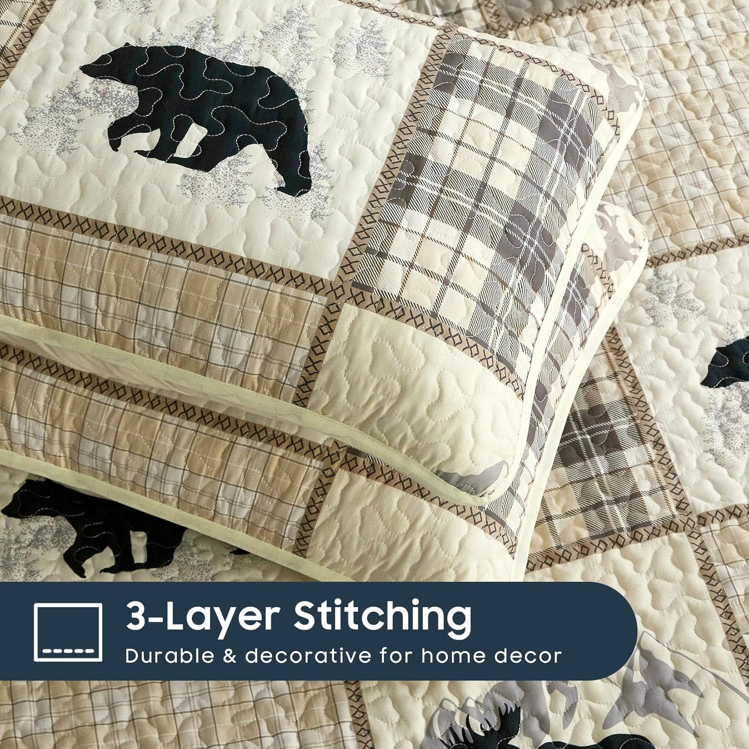 Wake In Cloud Rustic Quilt Set with Wildlife Pattern