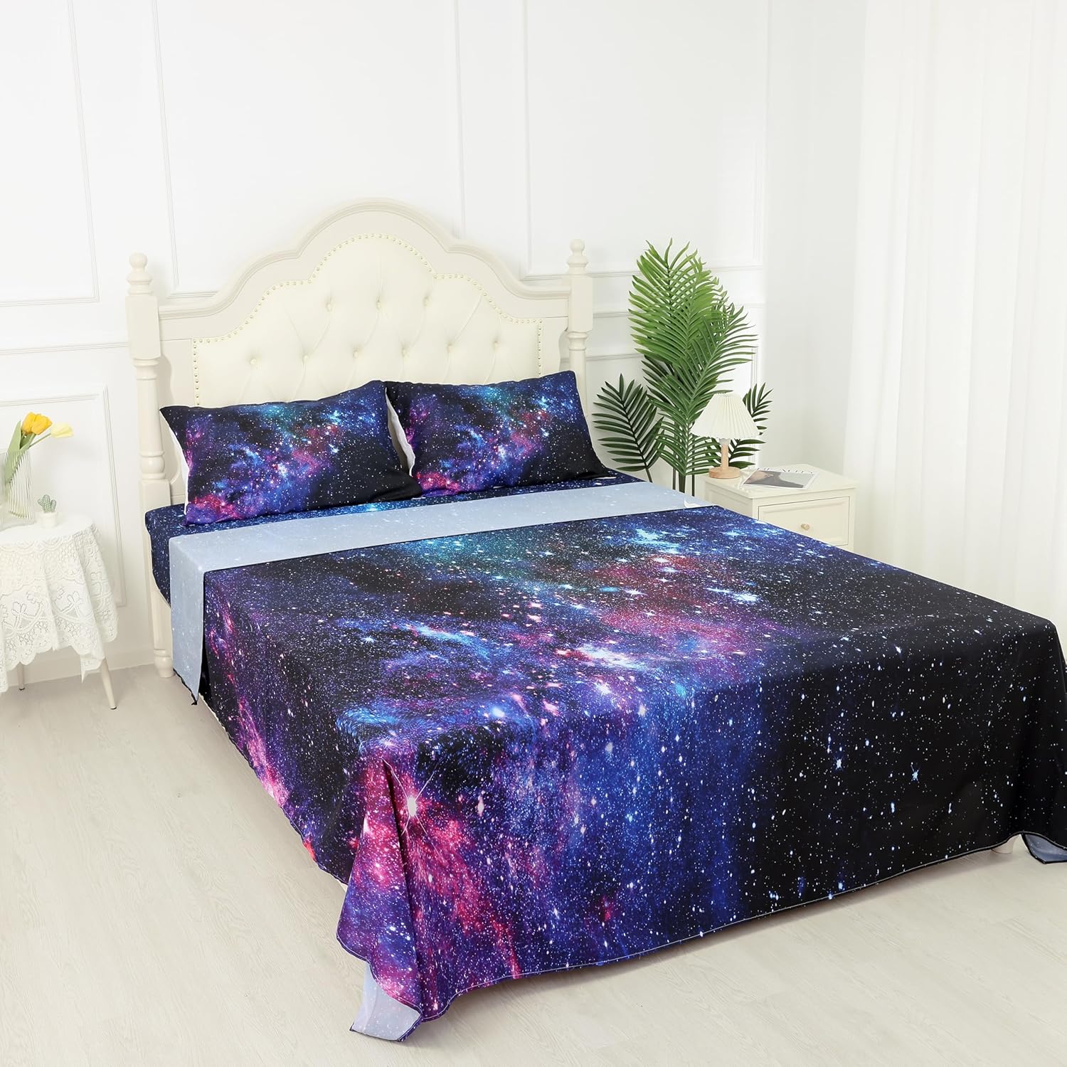 Kxry Galaxy Fitted Sheet Set for Boys Kids Teens