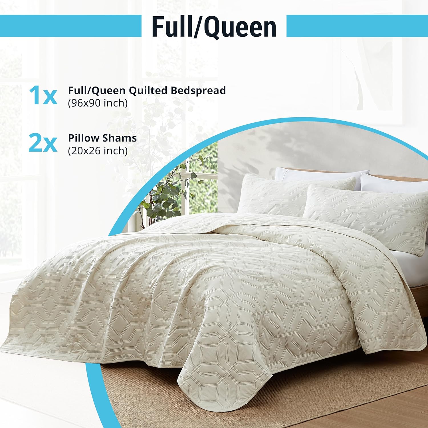 HLCME Logan - 3 Piece Queen Quilt Set Beige