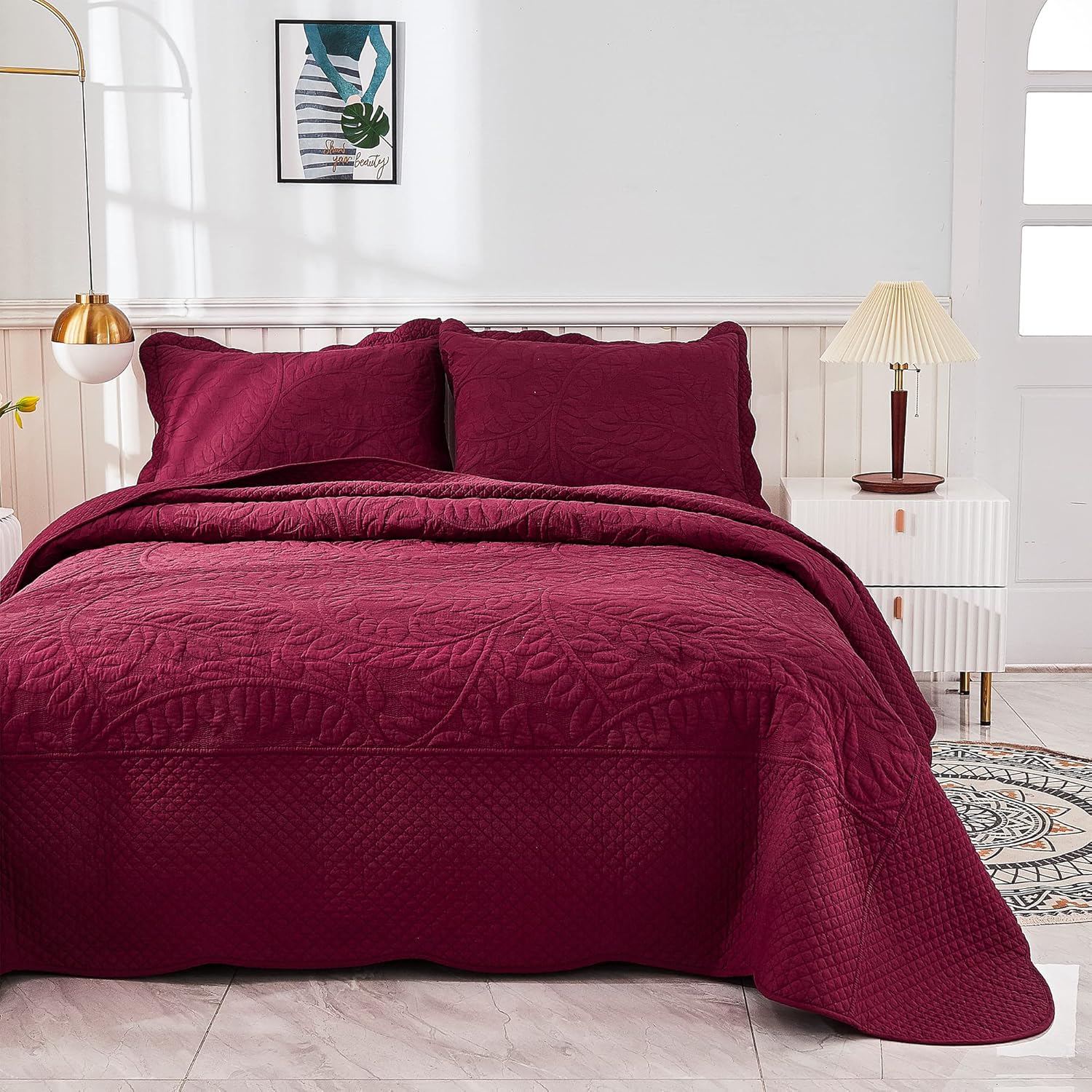 MarCielo 3-Piece 100 Cotton Quilt Set