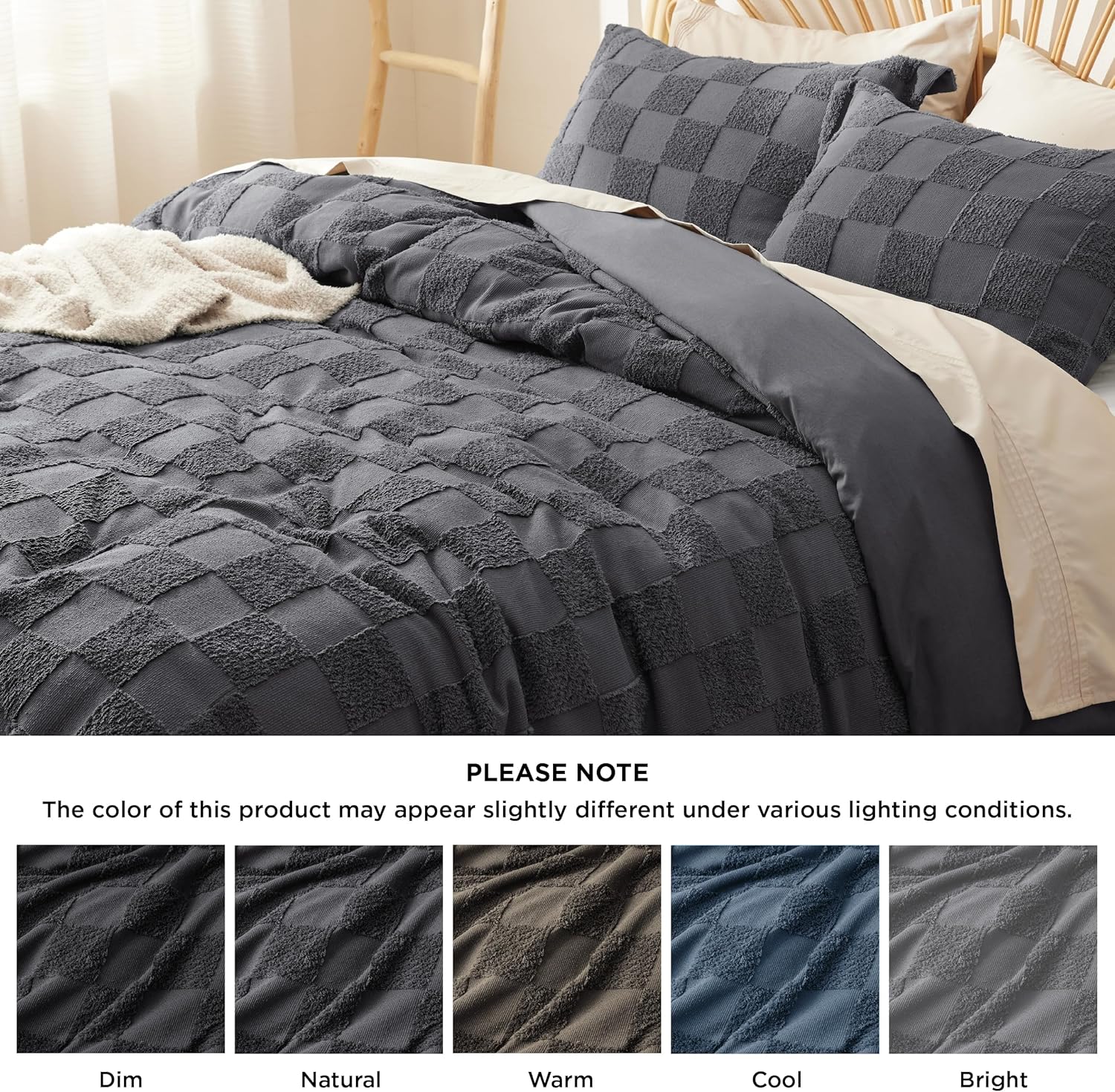 Bedsure Boho Checkered King Duvet Cover