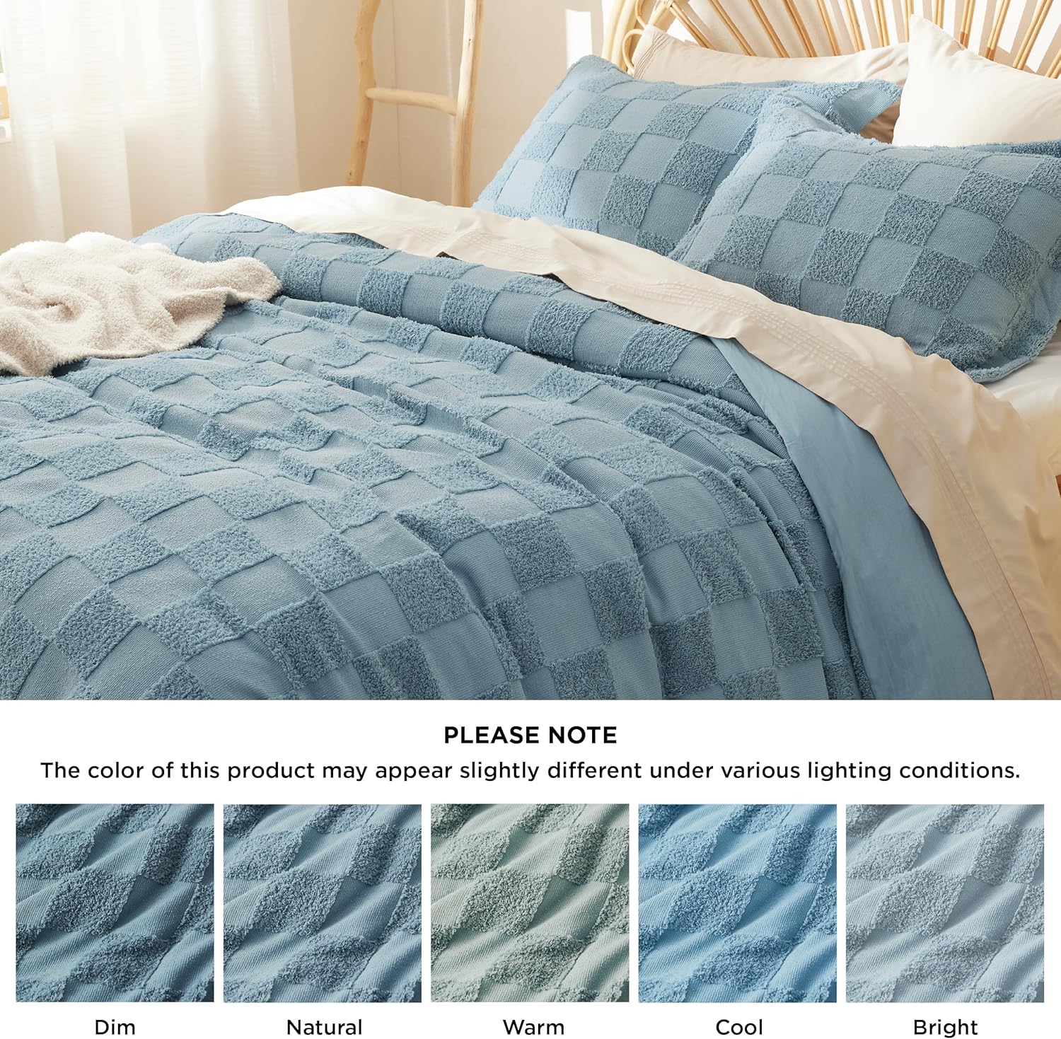 Bedsure Boho Queen Duvet Cover - Checkered Soft Shabby Chic