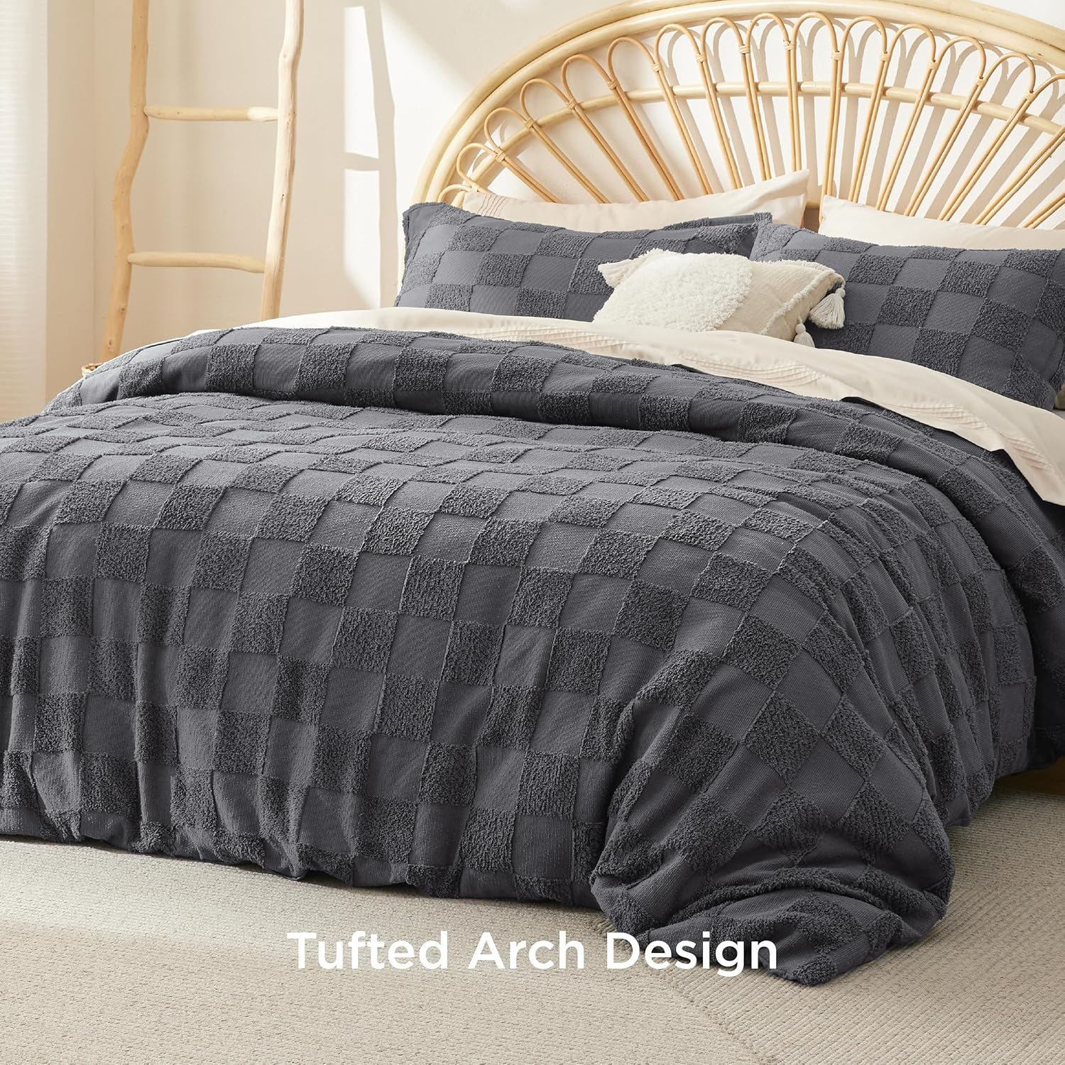 Bedsure Boho Checkered King Duvet Cover