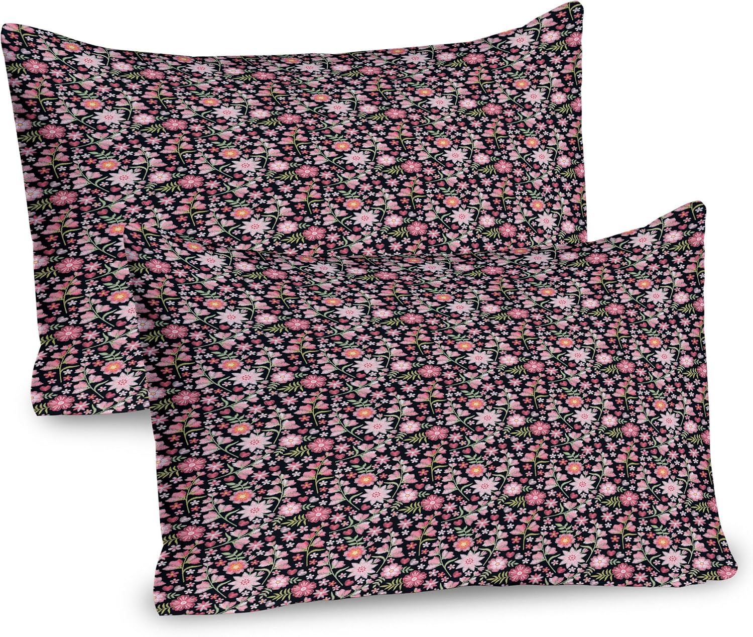 Ambesonne Floral Pillow Sham Set of 2 Slavic Floral Motifs