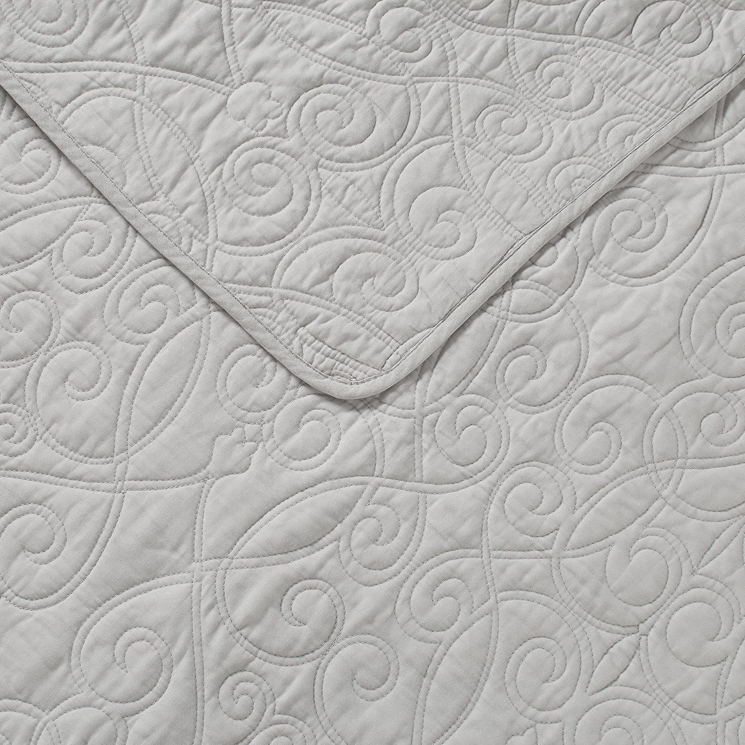 Laura Ashley Felicity Quilt Set - King 100 Cotton Soft Grey